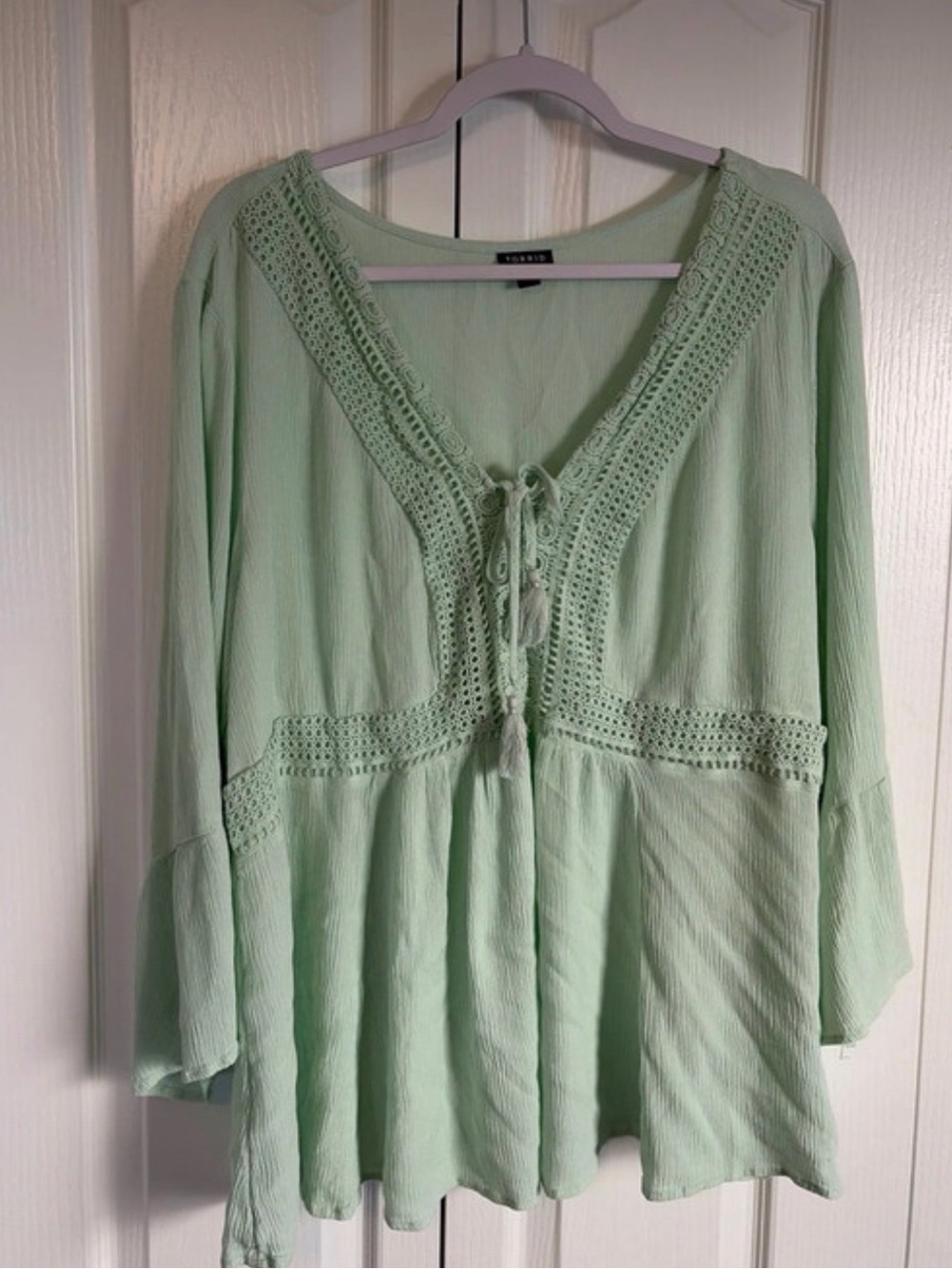 torrid Mint Green Textured Top with V Neck